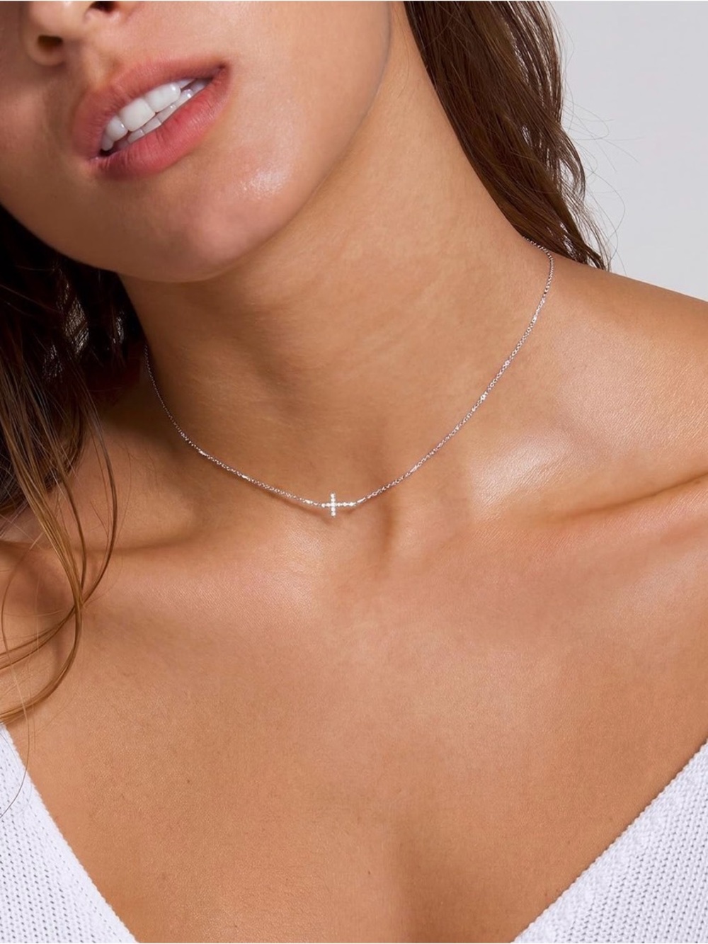925 Silver Cross Choker Necklace